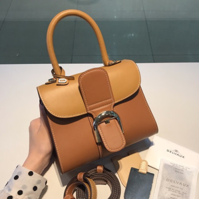 Delvaux 2019 Brillant Leather Tote Shoulder Bag,20CM - 델보 2019 브리앙 레더 토트 숄더백,DVB0135.20CM,브라운