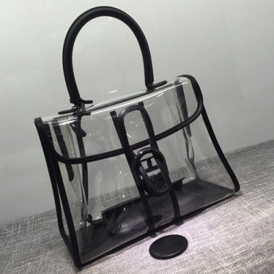 Delvaux 2019 Brillant X-ray PVC Tote Shoulder Bag,28CM - 델보 2019 브리앙 엑스레이 PVC 토트 숄더백,DVB0230.28CM,블랙