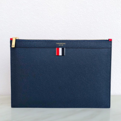 Thom Browne 2019 Leather Clutch Bag ,30cm - 톰브라운 2019 레더 남여공용 클러치백 THOB0021,30cm,네이비+레드