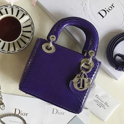 Dior 2019 Lady Dior Mini Tote Shoulder Bag,17CM - 디올 2019 레이디 디올 미니 토트 숄더백 DIOB0055,17CM,퍼플(은장)