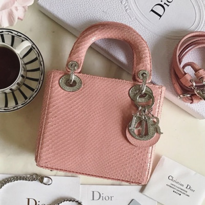 Dior 2019 Lady Dior Mini Tote Shoulder Bag,17CM - 디올 2019 레이디 디올 미니 토트 숄더백 DIOB0056,17CM,연핑크(은장)