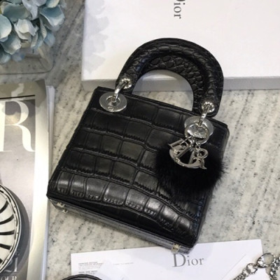 Dior 2019 Lady Dior Mini Tote Shoulder Bag,17CM - 디올 2019 레이디 디올 미니 토트 숄더백 DIOB0060,17CM,블랙(은장)