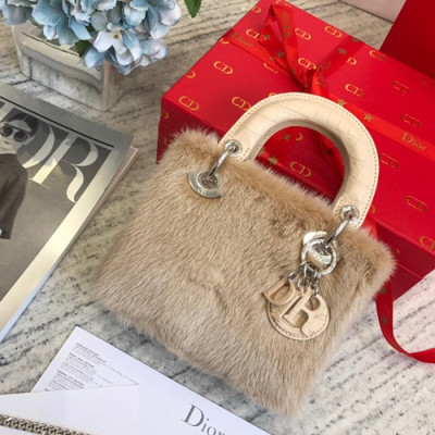 Dior 2019 Mini Lady Tote Shoulder Bag,17CM - 디올 2019 미니 레이디 토트 숄더백 DIOB0078,17CM,베이지(은장)