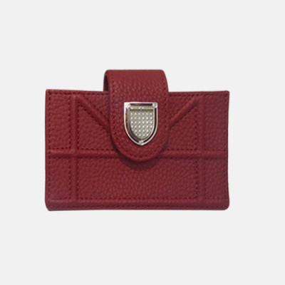 Dior 2019 Ladies Leather Card Purse,11cm - 디올 2019 여성용 레더 카드 지갑  DIOW0001 ,11CM,레드