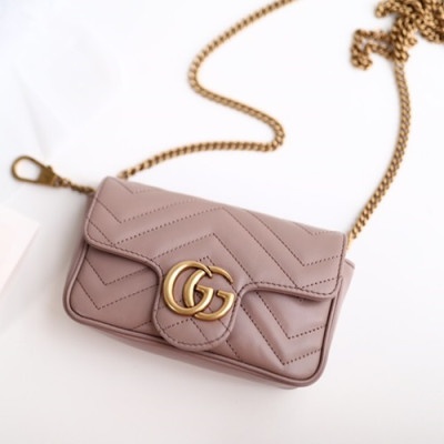 Gucci GG Marmont Matlase Super Mini Women Shoulder Bag,16.5CM - 구찌 GG 마몬트 마틀라세 수퍼미니 여성용 숄더백 476433,GUB0573,16.5CM,다크베이지핑크