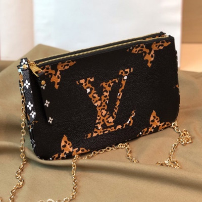 Louis Vuitton Pochette Double Zip Chain Shoulder Cross Bag,20cm - 루이비통 포쉐트 더블 집 체인 숄더 크로스백 M67561,LOUB1285,20cm,블랙+브라운