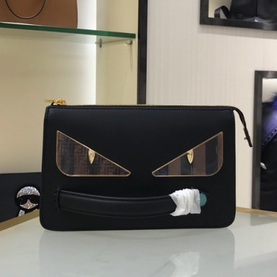 [이건 사야돼]Fendi 2019 Leather Bag Bugs Clutch Bag ,24CM - 펜디 2019 레더 남여공용 백버그 클러치백 FENB0379,24CM,블랙