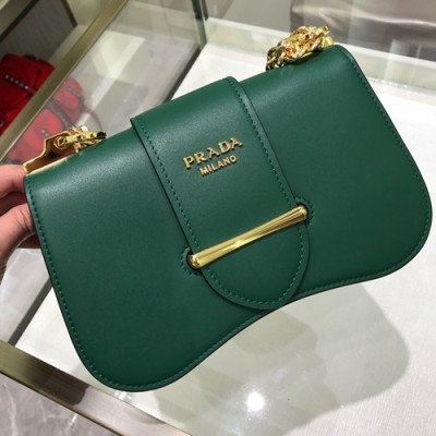 Prada 2019 Sidonie Saffiano Chain Shoulder Bag,24cm - 프라다 2019 여성용 시도니 사피아노 체인 숄더백 ,1BD184-2,24cm,그린