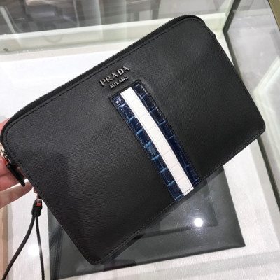 Prada Mens 2019 Clutch Bag ,27CM - 프라다 2019 남성용 클러치백 2VF056-23,27CM,블랙+블루