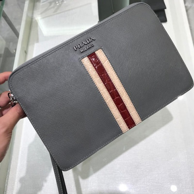 Prada Mens 2019 Clutch Bag ,27CM - 프라다 2019 남성용 클러치백 2VF056-26,27CM,그레이+베이지