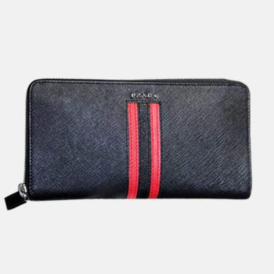 Prada 2019 Mens Saffiano Leather Zip Wallet 2ML317 - 프라다 남성 사피아노 레더 지퍼 장지갑 PRAW0069,20CM, 블랙