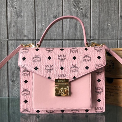 MCM 2019 Patricia Visetos Tote Shoulder Bag,27.5cm - 엠씨엠 2019 패트리샤 비세토스 여성용 토트 숄더백 MCMB0118, 27.5cm,핑크