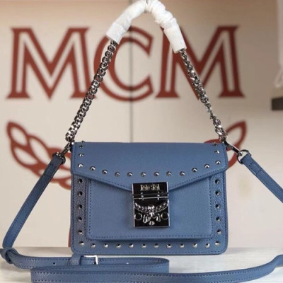 MCM Patricia Leather Shoulder Bag,18cm - 엠씨엠 패트리샤 레더 여성용 숄더백 MCMB0130, 18cm,블루