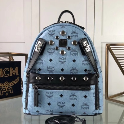 MCM 2019 Dual Stark Visetos Back Pack,26/34cm - 엠씨엠 2019 듀얼 스타크 비세토스 남여공용 백팩 MCMB0172, 26/34cm,스카이블루