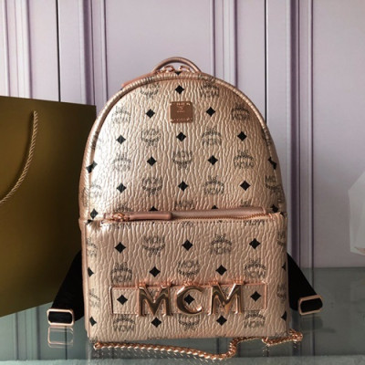 MCM 2019 Visetos Back Pack,26cm - 엠씨엠 2019 비세토스 남여공용 백팩 MCMB0176, 26cm,로즈골드