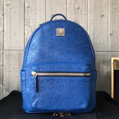 MCM 2019 Leather Back Pack,26cm - 엠씨엠 2019 레더 남여공용 백팩 MCMB0200, 26cm,블루