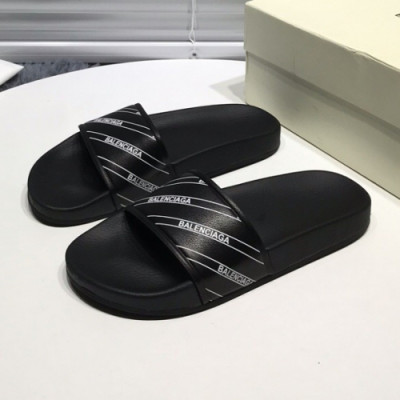 Balenciaga 2019 Mm/Wm Logo Leather Slipper - 발렌시아가 남자 로고 레더 샌들 Bal0222x.Size(225 - 270).블랙