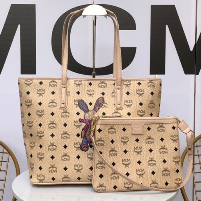 MCM Visetos Tote Shoulder Shopper Bag,30cm - 엠씨엠 여성용 비세토스 토트 숄더 쇼퍼백 MCMB0244, 30cm,베이지