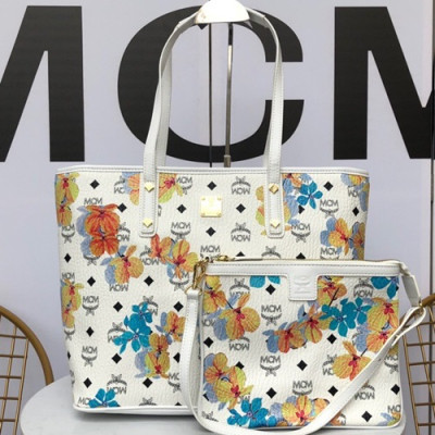 MCM Essential Visetos Tote Shoulder Bag,35cm - 엠씨엠 여성용 에센셜 비세토스 토트 숄더백 MCMB0246, 35cm,화이트