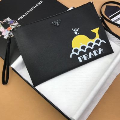 Prada 2019 Mens Clutch Bag ,28CM - 프라다 2019 남성용 클러치백 PRAB0037,28CM,블랙