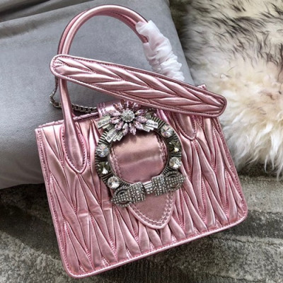 MiuMiu 2019 Lady Tote Shoulder Cross Bag,23cm - 미우미우 2019 레이디 토트 숄더 크로스백,5BA081, MIUB0024 , 23cm,핑크