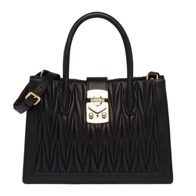 MiuMiu 2019 Matelasse Confidential Tote Shoulder Bag,28cm - 미우미우 2019 마틀라세 컨피덴셜 토트 숄더백,5BA126, MIUB0078 , 28cm,블랙