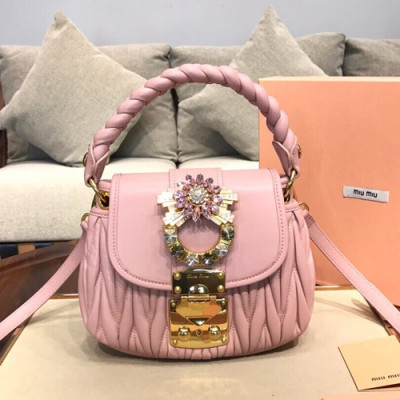 MiuMiu 2019 Matelasse Coffer Tote Shoulder Cross Bag,24cm - 미우미우 2019 마틀라세 코퍼 토트 숄더 크로스백,5BH111, MIUB0091 , 24cm,핑크