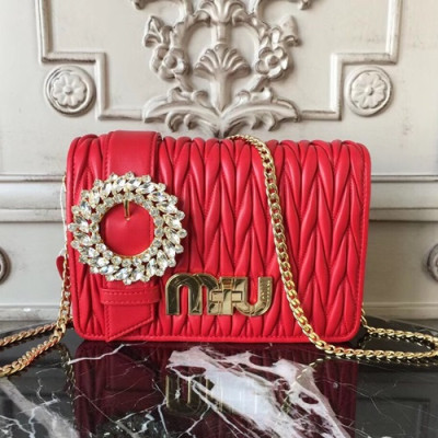 MiuMiu 2019  Matelasse Shoulder Cross Bag,20cm - 미우미우 2019 마틀라세 숄더 크로스백,5BF068, MIUB0165  , 20cm,레드