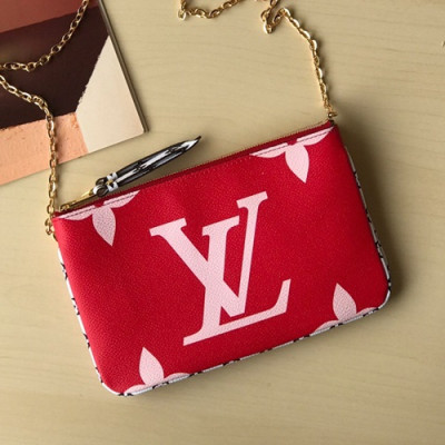 Louis Vuitton Pochette Double Zip Chain Shoulder Cross Bag,20cm - 루이비통 포쉐트 더블 집 체인 숄더 크로스백 M67561,LOUB1338,20cm,레드+핑크