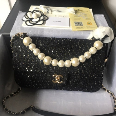 Chanel 2019 Wool Chain Shoulder Cross Bag  ,25CM - 샤넬 2019  울 체인 숄더 크로스백 CHAB0721,25CM,블랙