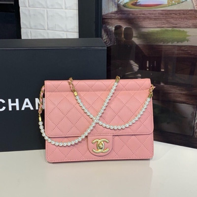 Chanel 2019 Pearl Shoulder Cross Bag  ,21CM - 샤넬 2019 진주 숄더 크로스백 CHAB0722,21CM,핑크