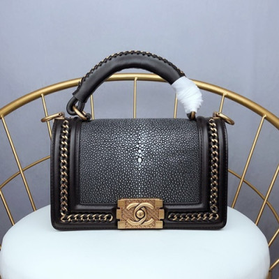 Chanel Leboy Leather Chain Tote Shoulder Bag ,25CM - 샤넬 르보이 레더 체인 토트 숄더백 CHAB0781,25CM,블랙