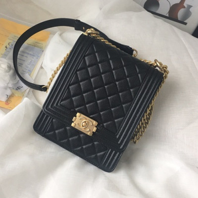 Chanel 2019 Boy Leather Chain Shoulder Bag ,19.5CM - 샤넬 2019 보이 레더 체인 숄더백 CHAB0789,19.5CM,블랙