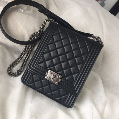 Chanel 2019 Boy Leather Chain Shoulder Bag ,19.5CM - 샤넬 2019 보이 레더 체인 숄더백 CHAB0790,19.5CM,블랙