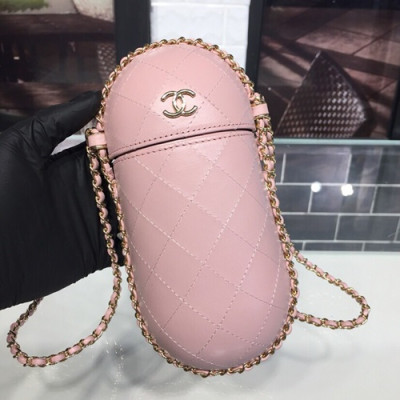 Chanel 2019 Leather Chain Shoulder Bag / Phone Bag,20CM - 샤넬 2019 레더 체인 숄더백/폰 백 CHAB0796,20CM,핑크