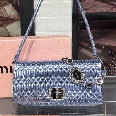 MiuMiu 2019 Matelasse Crystal Tote Shoulder Cross Bag,28cm - 미우미우 2019 마틀라세 크리스탈 토트 숄더 크로스백,5BD233, MIUB0304 , 28cm,연블루