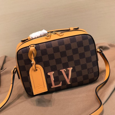 Louis Vuitton 2019 Saintonge Camera Shoulder Bag,22cm - 루이비통 2019 생통주 카메라 숄더백 M43555,LOUB1366 ,22cm,브라운+옐로우