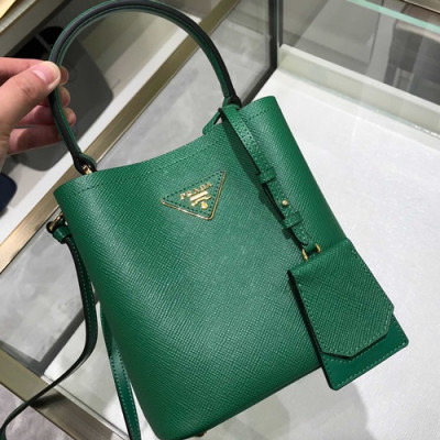 Prada 2019 Double Small Saffiano Tote Shoulder Bag,18cm - 프라다 2019 여성용 두블레 스몰 사피아노 토트 숄더백 ,1BA217-12,18cm,그린