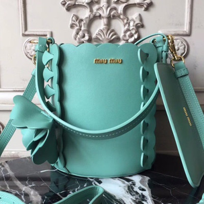 MiuMiu 2019 Bucket Shoulder Cross Bag,18cm - 미우미우 2019 버킷 숄더 크로스백,5BE012, MIUB0349 , 18cm,민트