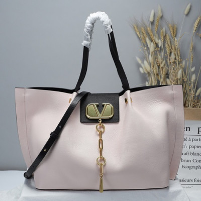 Valentino 2019 Garavani Escape Leather Large  Tote Shoudler Shopper Bag,41CM - 발렌티노 2019 가라바니 이스케이프 레더 라지 토트 숄더 쇼퍼백, VTB0543,41CM,연핑크