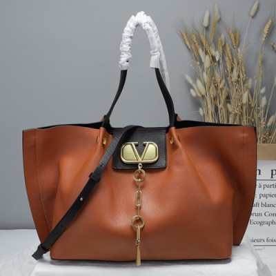 Valentino 2019 Garavani Escape Leather Large  Tote Shoudler Shopper Bag,41CM - 발렌티노 2019 가라바니 이스케이프 레더 라지 토트 숄더 쇼퍼백, VTB0544,41CM,브라운