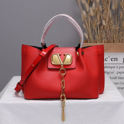 Valentino 2019 Garavani Escape Leather Small Tote Shoudler Shopper Bag,31CM - 발렌티노 2019 가라바니 이스케이프 레더 스몰 토트 숄더 쇼퍼백, VTB0549,31CM,레드