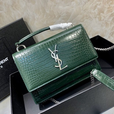 Saint Laurent 2019 Women Sunset Monogram Mini Chain Shoulder Bag  ,19CM - 입생로랑 2019 여성용 선셋 모노그램 미니 체인 숄더백 533026 , SLB0329,19CM,그린