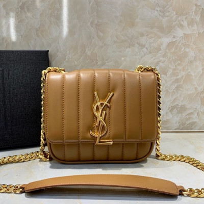 Saint Laurent Women Vicky Mini Chain Shoulder Bag,17.5CM - 입생로랑 여성용 비키 미니 체인 숄더백 538439 , SLB0333, 17.5CM,카멜