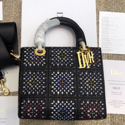 Dior 2019 Lady Dior Tote Shoulder Bag,24CM - 디올 2019 레이디 디올 토트 숄더백 DIOB0258,24CM,블랙(금장)