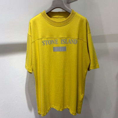 Stone Island 2019 Mens  Light Reflection Logo Cotton Short Sleeved Tshirt - 스톤아일랜드 남성 로고 코튼 반팔티 Sto0012x.Size(s - xl).옐로우