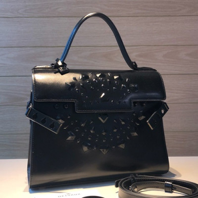 Delvaux 2019 Tempete Leather Tote Shoulder Bag,28CM - 델보 2019 톰페트 레더 토트 숄더백,DVB0297.28CM,블랙