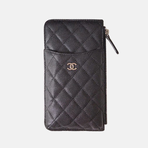 Chanel 2019 Ladies Wallet / Coin Purse / Card Purse / Phone Case - 샤넬 2019 여성용 레더 장지갑  / 동전지갑 / 카드지갑 / 휴대폰 케이스,CHAW0003,19.5cm.블랙(은장)