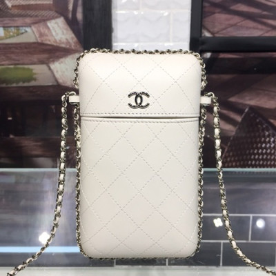 Chanel 2019 Leather Chain Shoulder Bag / Phone Bag,20CM - 샤넬 2019 레더 체인 숄더백/폰 백 CHAB0802,20CM,화이트