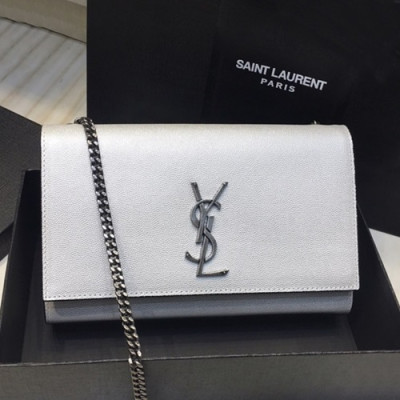 Saint Laurent Women Chain Satchel Shoulder Bag ,24CM - 입생로랑 여성용 체인 사첼 숄더백 326076 , SLB0383,24CM,라이트실버(은장)